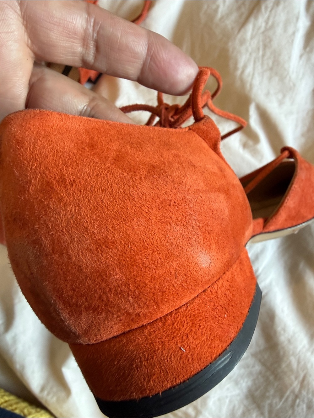 MARINA RINALDI LIGNANO FLAT Suede Pointed Lace-Up Flats NWB- 9 (39) burn orange - Picture 6 of 14
